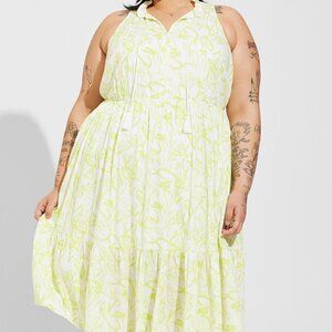 Torrid - Midi Wash Gauze Tiered Dress in Floral Yellow​​​​​​​​